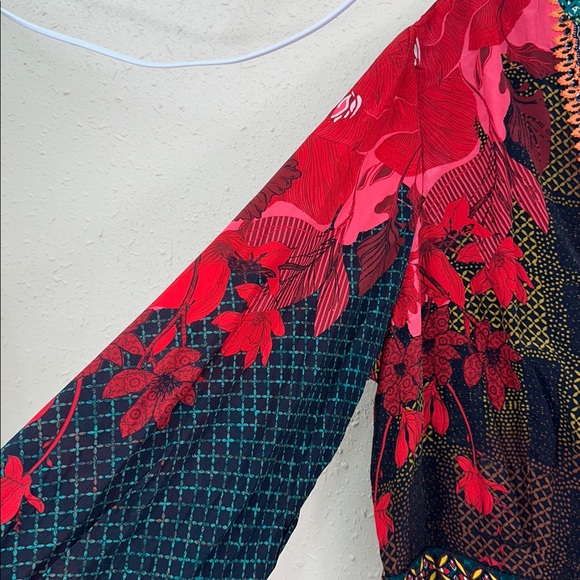 Boho Bhanuni by Jyoti Obsidian Mixed Print Boho Beaded V-Neck Maxi Dress Sz 20W - Picture 8 of 15